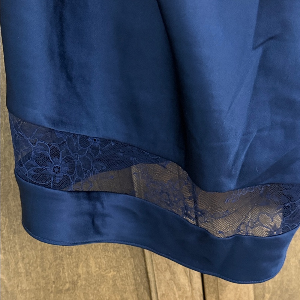 Victoria's Secret Satin Navy Lace Trim Intimate Lingerie Slip Dress